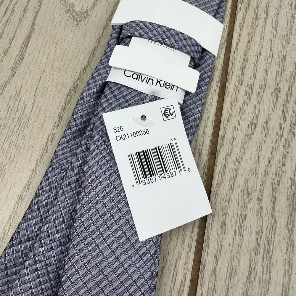 514 - Calvin Klein Tie Grey Purple CK21100056 Silk Blend MSRP $69.50